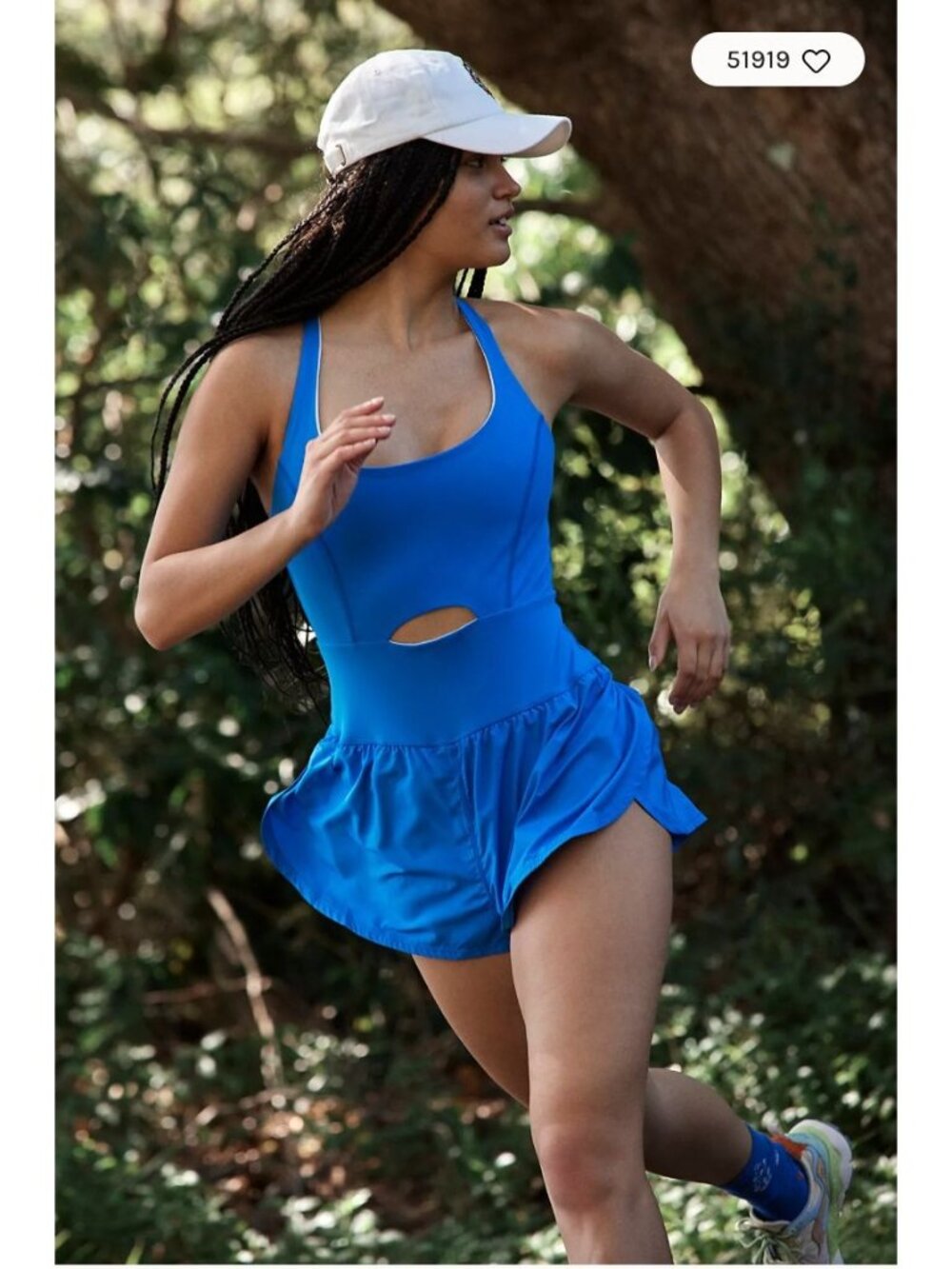 Free People FP Movement Righteous Runsie Blue Cutout Running Romper, Small